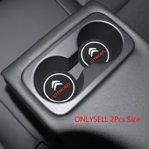 2Pcs car badge logo emblem silicone cup water coaster car water cup slot anti-slip dustproof mat car interior decoration car accessories for Citroen C4 Cactus C5 C3 C6 C1 VTS Berlingo C2 Aircross C4l Saxo C-ELYSEE Xsara Picasso X7 C6