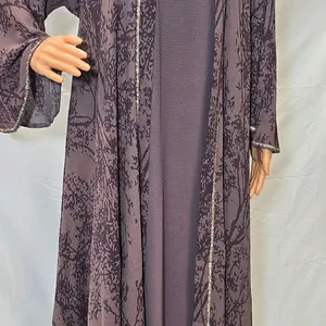 Ayah Embroidered Abaya Set with Elegant Floral Pattern for Modest Fashion Women's Clothing 4-Piece All Seasons Ideal Versatile Wardrobe