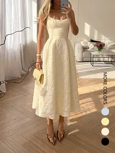 Women's Polka Dot Halter Neck Sexy Vintage Dress, Bohemian Sleeveless Long Slim Fit Summer Holiday Beachwear, Wedding Guest