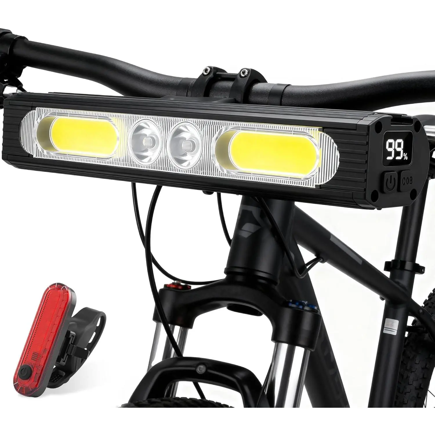 Bike Lights for Night Riding,1500 Lumens High&Low Beam Front Light, OLED Display USB-C Rechargeable Bicycle Lights,IPX6 Waterproof Ebike Headlight with Tail Light for MTB,Off-Road,City Riding
