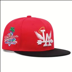 La Caps Retro Design Heat-Resistant Fitted Cap for Men and Women in Red and Black - Stylish and Functional Accessory for All Seasons