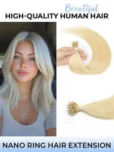 Pre-Adhesive Micro Nano Ring Bead Hair Extensions, Real Human Hair Cold Fusion Nano Rings, Tip End Extensions, 50 Pieces/pack