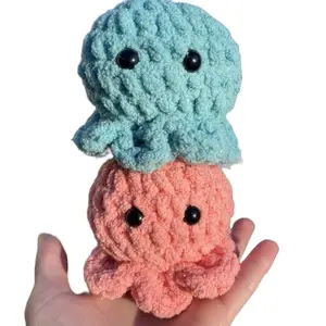 Handmade Crocheted Mini Octopus Sparkly Sea Friends in Two Variations Pink & Blue Sparkle 3.5x3.5x3.5 Soft Yarn Safety Eyes Kid Friendly Gift crochet