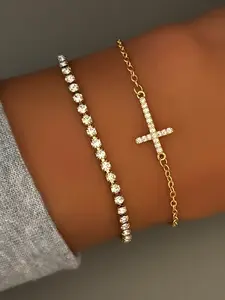 Women's Elegant Cross Pendant Necklace Set, Cubic Zirconia Religious Jewelry Gift, Perfect for Daily Wear & Special Occasions