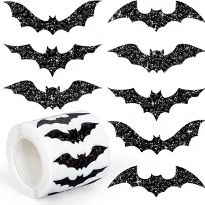 500 Stickers/Roll Halloween Celebration Round Laser Adhesive Stickers Labels Sealing Stickers, Waterproof Adhesive Stickers, Suitable for Envelopes, Scrapbooks, Journals, Party Supplies, Holiday Decorations, Halloween Decorations