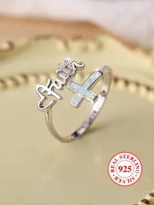 S925 Sterling Silver Fashion Cross Design Cuff Ring, Criss Cross Ring, Rhinestone Decor Adjustable Open Ring, Fashion Jewelry Accessories for Women & Men