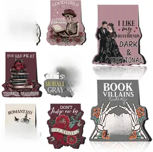 Dark Romance Magnetic Bookmark - 8 PCS Gothic Magnetic Bookmarks Skeleton Flower Book Mark Magnets Romantasy Page Marker Clip Gift for for Women Girls Dark Romance Reader Students Teachers