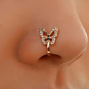 Zircon nose clip U-shaped nose clip butterfly shape nose clip no piercing wearable ladies daily gift