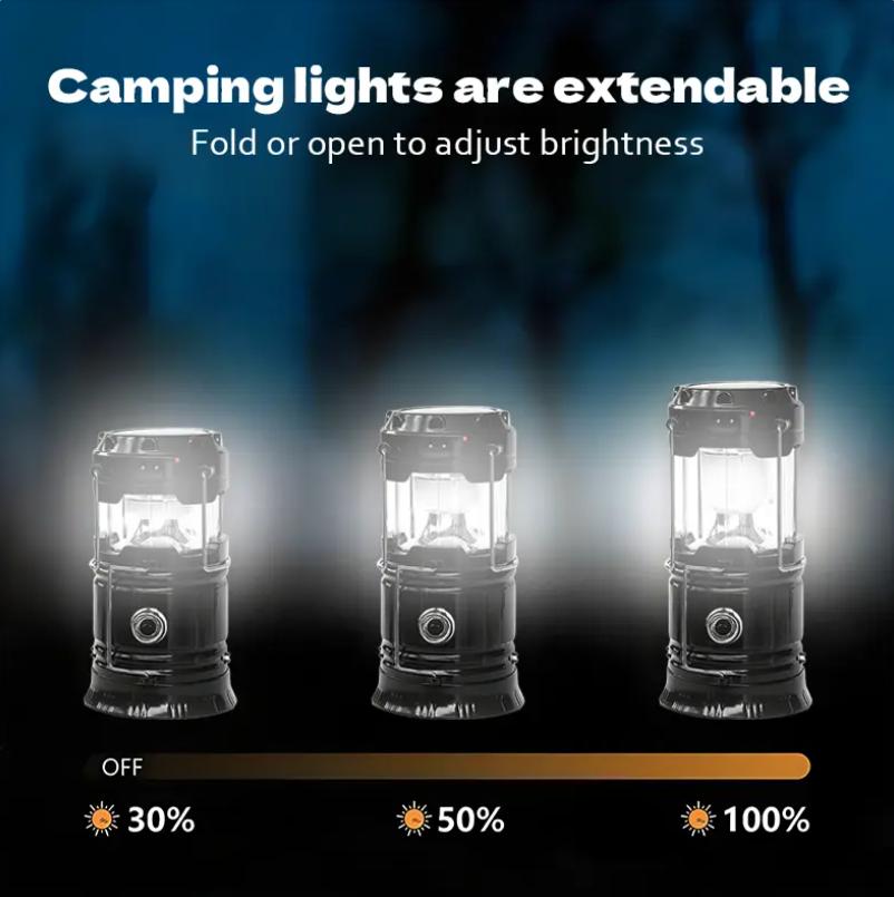 4‑Pack Foldable LED Camping Lanterns, Ultra‑Light IPX Weather‑Resistant, Dual Solar & USB‑C Fast‑Charge Emergency Lights with 25H Extended Runtime & Adjustable Brightness, Multi‑Mode Survival Lighting for Camping, Hurricane Prep & Outdoor Adventures