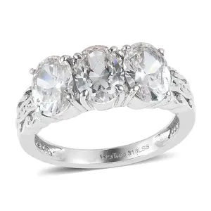 EverTrue Simulated Diamond 3 Stone Ring in Stainless Steel 6.25 ctw