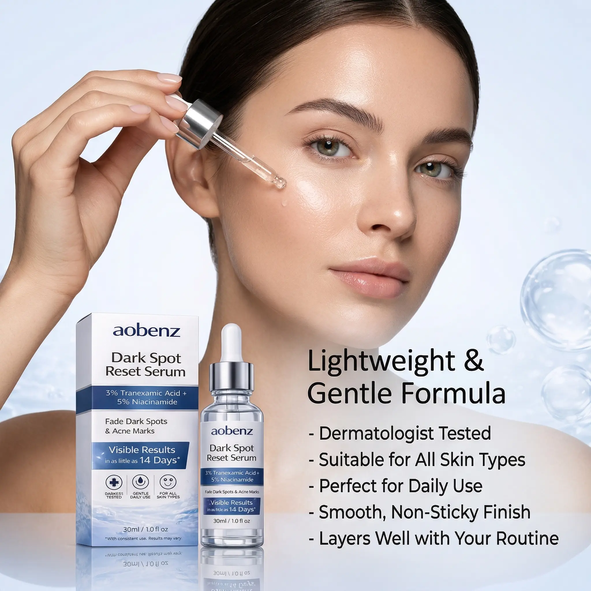 Dark Spot Corrector Serum with 3% Tranexamic Acid & 5% Niacinamide, Fade Acne Marks & Hyperpigmentation, Brightening Serum for Even Skin Tone, 1 fl oz