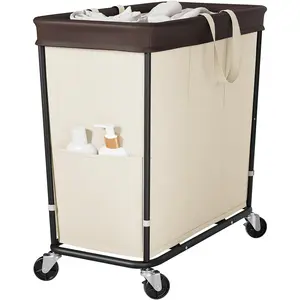 320L Laundry Basket with Wheels, 3-Section Rolling Hamper for Laundry, Large Laundry Hamper with Wheels, Clothes Hamper Rolling Laundry Basket for Home, Bathrooms and Dorm(Beige)