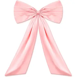 Large Bow Room Decoration, Playful Giant Satin Ribbon Bow for Birthday Party Backdrop (Pink, 24 x 36 inches)