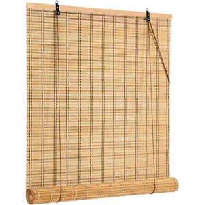 36x72 Inch Bamboo Blinds for Interior Windows, UV Protection Roman Bamboo Curtains, Light Filtering & Easy to Install Roller Shades for Patio Indoor Outdoor, Carbonized