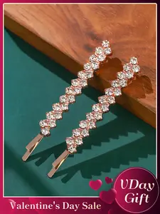 Pure Color Rhinestone Hair Clip, Daily Women's Hair Accessory, Elegant Side Barrette, Christmas Gift Valentine's Day Decoration, Super Cute Clips