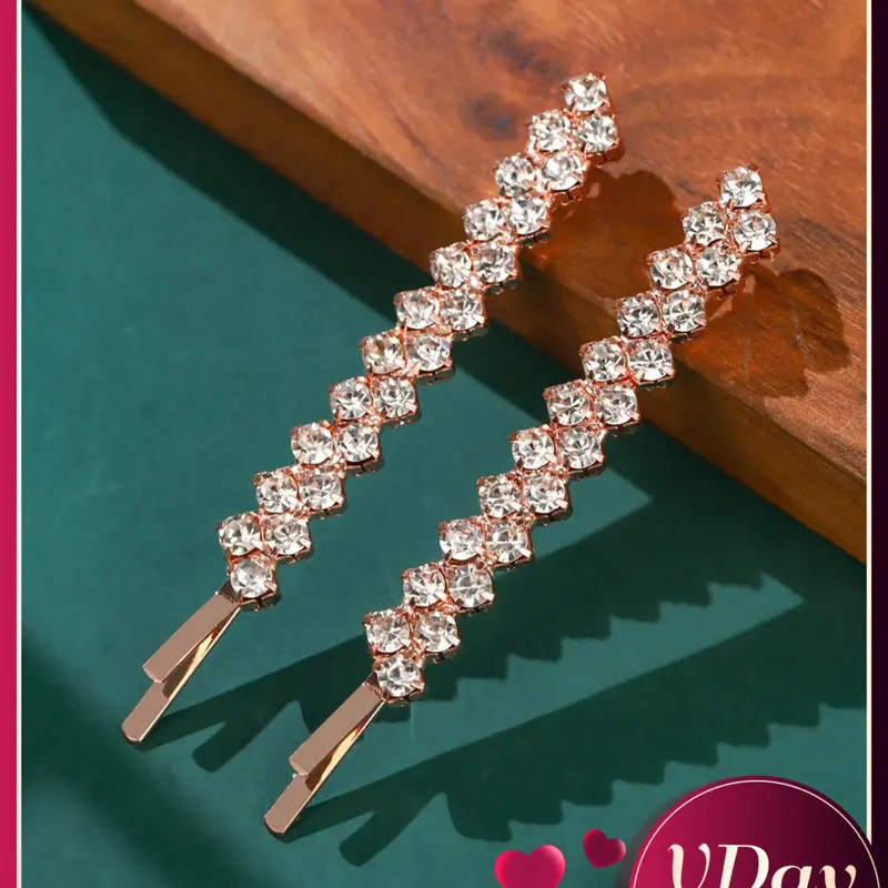 Pure Color Rhinestone Hair Clip, Daily Women's Hair Accessory, Elegant Side Barrette, Christmas Gift Valentine's Day Decoration, Decorative Hair Clips