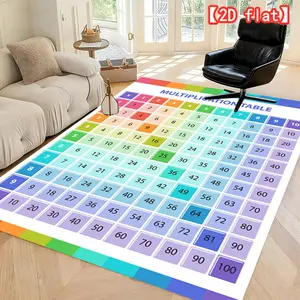 2D flat best-selling multiplication table picture. Machine washable indoor/outdoor soft and comfortable mat, suitable for living room, bedroom, corridor