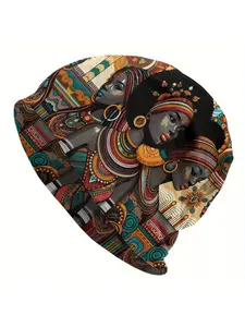 African Print Beanie Cap - Biihudu Brand Fashionable Knit Hat with Elastic Polyester Blend, No Brim, Lightweight Sports Cap Unisex Suitable for Men And Women Beanie Fitted