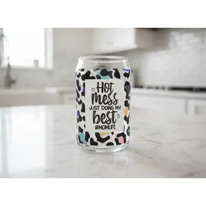 Hot Mess Mom Life - UVDTF Wrap for cups/hard surfaces sticker