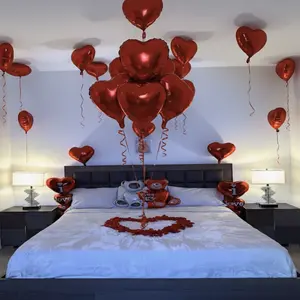 Apintop Luxe Love Decoration Set with Twin Bears, 24 Red Heart Balloons, Linked “I Love You” Foils, 2000 Petals, Pump & Ribbons – Ultimate Valentine’s, Wedding, or Anniversary Decoration. Paradise