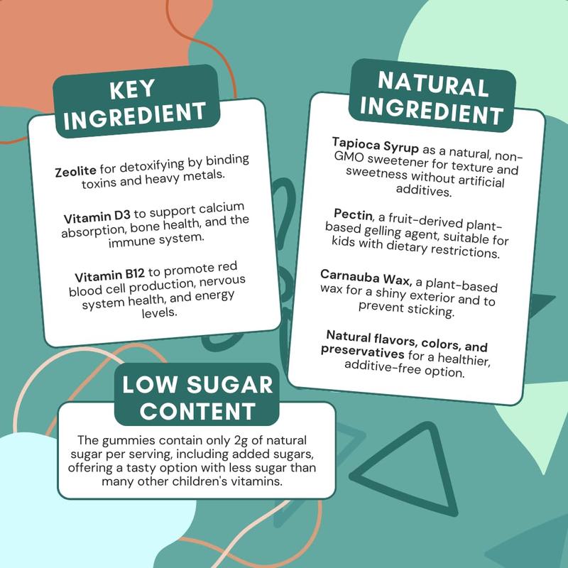 Stay-Well Naturals Natural Zeolite Heavy Metal Detox Kids, Chewable Gummy, Micronized Zeolite, Total Body Metal Cleanse, Toxin Cleanse, Non-GMO, 60 Mixed Berry Gummies
