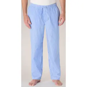 Men's Essential Cotton Poplin Pajama Pants – Straight-Fit Drawstring Elastic Waist. Soft Breathable Lounge Bottoms for Sleep, Home & Relaxation. Classic Comfort Fit.