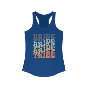 Bride Tribe Racerback Tank Retro Groovy | Bachelorette Tank Top | Party Shirt Cotton Fabric Fit Womenswear Comfortable Lightweight Light Print Slim Sporty