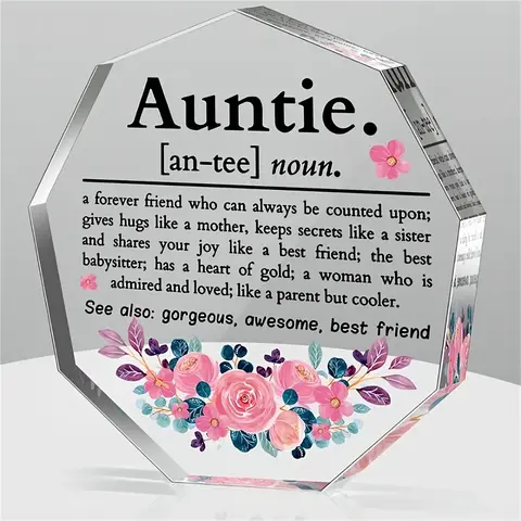 Acrylic Ornament, Acrylic Plaque Decor, Acrylic Plaque Sign, Acrylic Desktop Decoration, Flower & Letter Pattern Decorative Craft, Creative Gift for Auntie, Home Decor, Home Decor Gifts, Home Decor Products, Spring Decor 2024