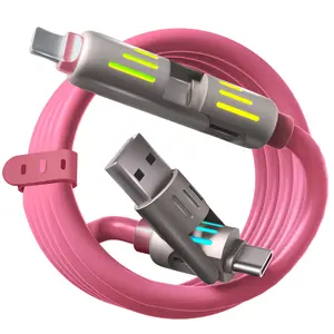 LWW 240W 4-in-1 USB C Cable, 4ft, Aluminum Alloy, Compatible with iPhone 15/14, Phone, iPad Pro Smartphone Cellphone, Fast Charging and Data Transfer Fast 240W