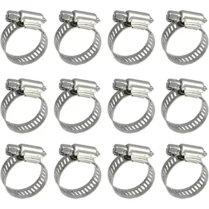 304 Stainless Steel Hose Clamps, 12 pcs/Pack, SAE 10 Worm Gear Pipe Hose Clamps, 9/16 inch-1-1/16 inch (14-27mm) (SAE 10)