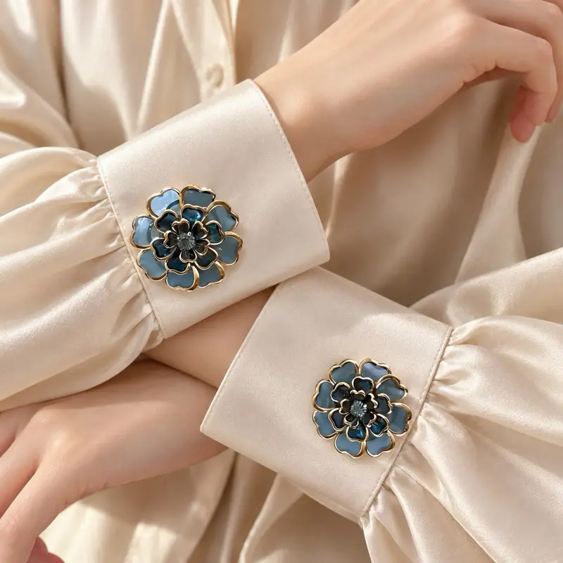 Blue bloom button covers set of 2