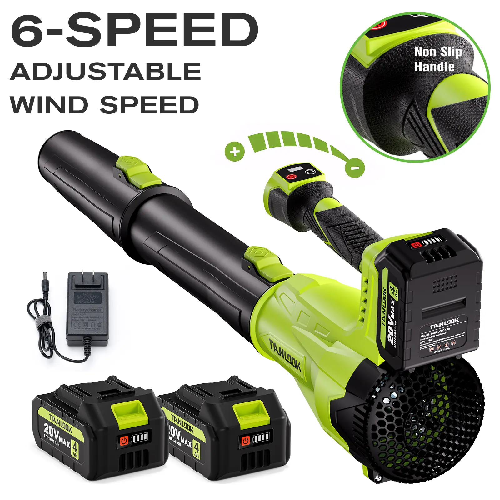 TANLOOK New Digital Display Cordless High-Power Turbo Lithium Battery Leaf Blower - Handheld Electric Tool with 2x 4Ah Batteries, 26000 RPM Rotation, 580 CFM Air Volume, 160 MPH Wind Speed, Ideal for Autumn/Winter Snow Removal & Lightweight Gardening, Lit