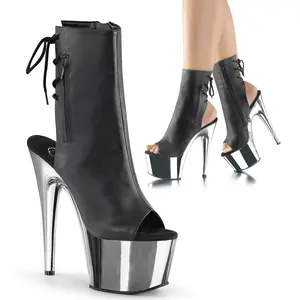 7" Open-Toe Boots with Chrome Heel