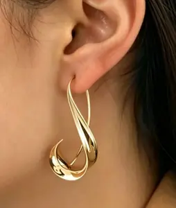 Geometric Earrings Ear Hook Golden Earrings - Unique Retro Minimalist Design, Bohemian Chic Jewelry, Perfect Travel Souvenirs