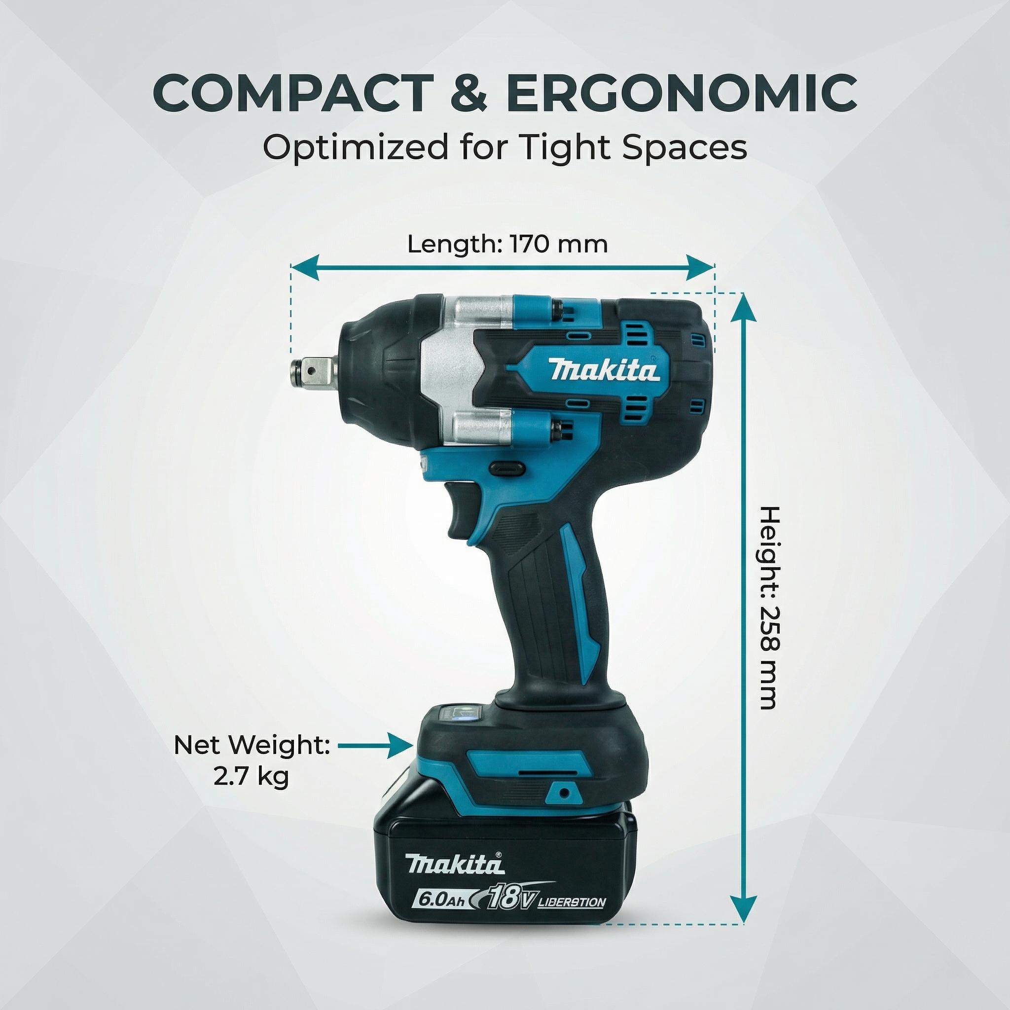 Makita 700Nm Impact Wrench 1/2 Inch Drive for Automotive Repair and Heavy Duty Fastening Tasks Cordless Drill Household Tool