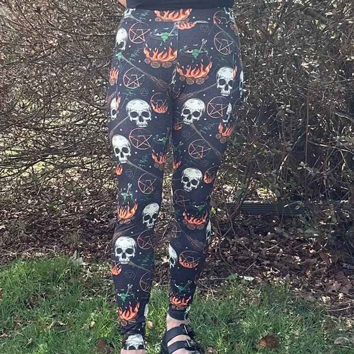 Womens Cauldron & Pentagram Printed Pocket Leggings