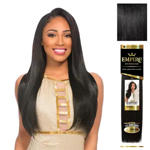 Sensationnel Empire yaki human hair - Tangle Free Weaving for Quick Weave and Sew in Styles for Faux Highlights and Fauxmiddlepart Leave Out - 1 Pack (18 inch, 1 JETBLACK)