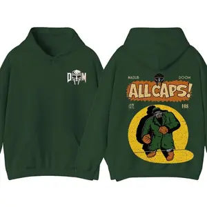 MF Doom Madlib All Caps Graphic Hoodie, Unisex Casual Wear, Comfortable Pullover for Men and Women, Perfect for Daily Street Style