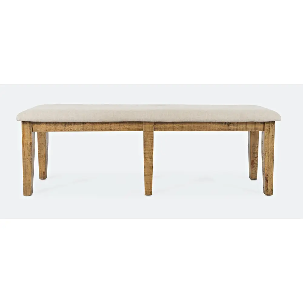 Telluride 55 in Rustic Solid Wood Upholstered Dining Bench - Distressed Look, Padded Seat, Wide Seat Modern Farmhouse Indoor Furniture for Family Gatherings