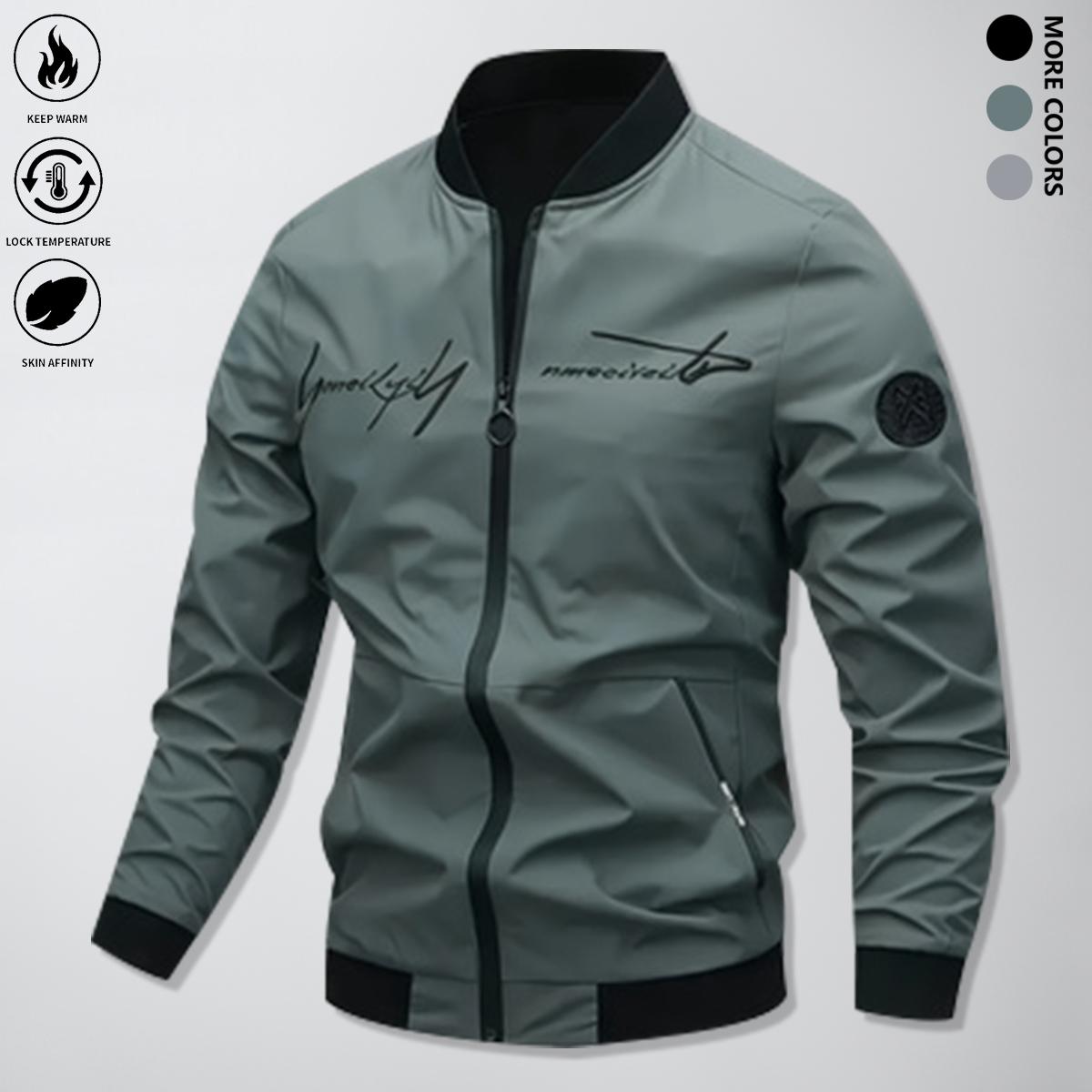 Men's Plain Waterproof Windproof Drawstring Zip Up Hooded Jacket, Casual Long Sleeve Zipper Pocket Design Outerwear for Outdoor Activities, Men's Clothes for All Seasons, Menswear