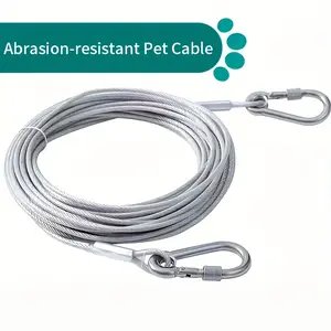 1pc stainless steel clothesline, anti-drop wire rope with coated safety cable and hook, multi-functional heavy-duty wire rope, available in 3 sizes: 2m, 5m, 10m, guy wire rope, suitable for hanging on various surfaces, pet leash, Adjustable Ropes