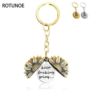 ROTUNOE Sunflower Keep Going Keychain, Inspirational Motivational Gift for Women Men, Encouragement Locket Keychain for Best Friend, Student Graduation, Birthday, Christmas & Valentine’s Gift