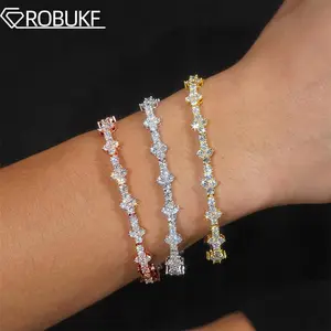 3mm Moissanite Tennis Bracelet Original S925 Sterling Silver Plated 18k White Gold Hiphop Party Jewelry Bracelets for Women Man