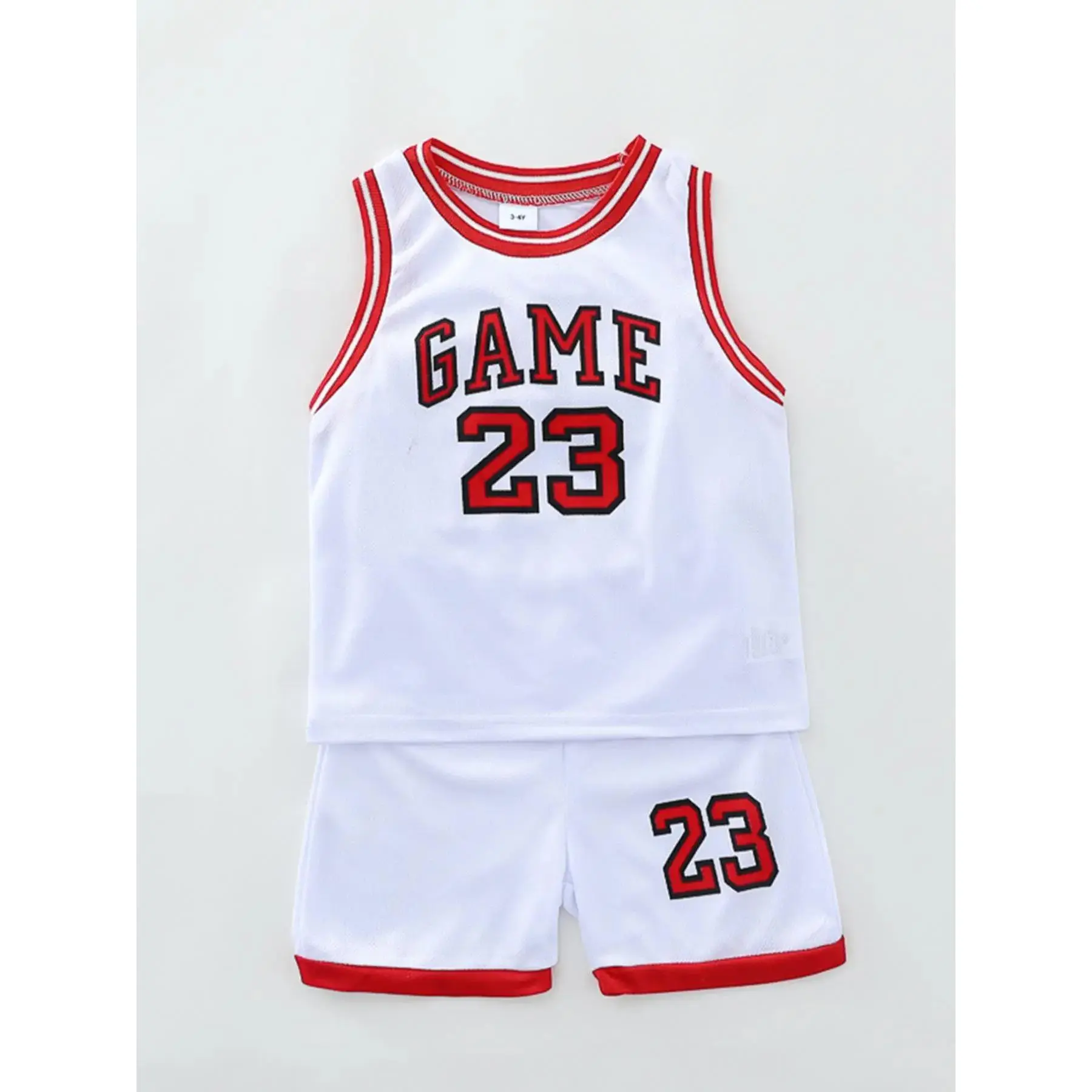 Two-Piece Set Boy's Basketball Jersey Set, Contrast Binding Sporty Design Sleeveless Basketball Vest & Shorts, Summer Clothes for Kids Outdoor Sports, Sleeveless Jerseys Boys
