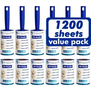 1200-Sheet Lint Roller Set – 6 Upgraded Handles + 6 Refills, Extra Sticky Pet Hair Remover for Clothes, Furniture & Carpet