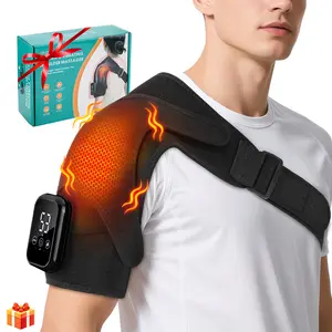Electric wireless shoulder massager with LED touchscreen, 3 vibration modes, 3 heating settings, 15-minute timer, usable on both shoulders, a muscle relaxation gift.