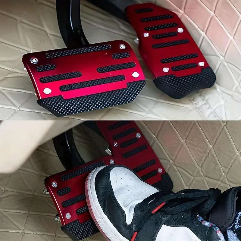 [2PCS Auto Transmission Pedal Decoration Covers] Pedal Non-Slip Covers with Red/Blue/Silver Options - Personalized Decoration Anti Slip Pedal Car Accessories