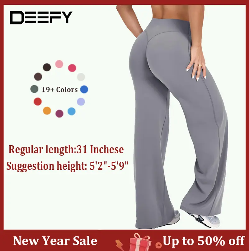 DEEFY SoftMotion Straight Leg Bottoms 30.5" & 31.5" Inseam Fitness Gymwear Women Workout Breathable Light Thin Sportswear Gym Outdoor Sports Yoga Pants Wide Sweatpants Solid Color Joggers