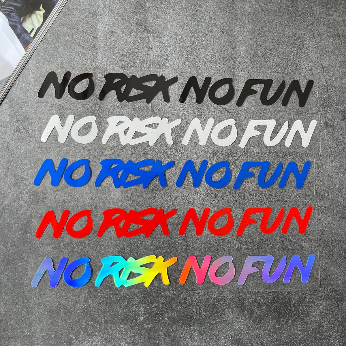 2026 New NO RISK NO FUN waterproof sticker for body bumper window windscreen decoration decal for Honda, Toyota, Tesla, etc. For Car Décor