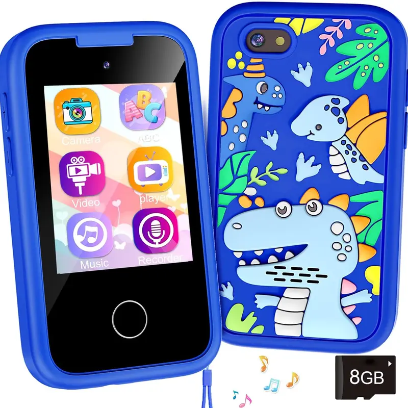 Construction-Themed Kids Smart Learning Toy Phone - Battery-Powered Educational Gift with Camera, 13 Puzzle Games, Music, Flashlight, MP3 Player, Alarm, Paint, Stopwatch, Calculator, 26 Letter Lessons for 3-10 Yr Old Girls (Christmas Gifts for Kids)